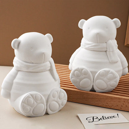 Cartoon Bear Candle Jar Silicone Molds Set