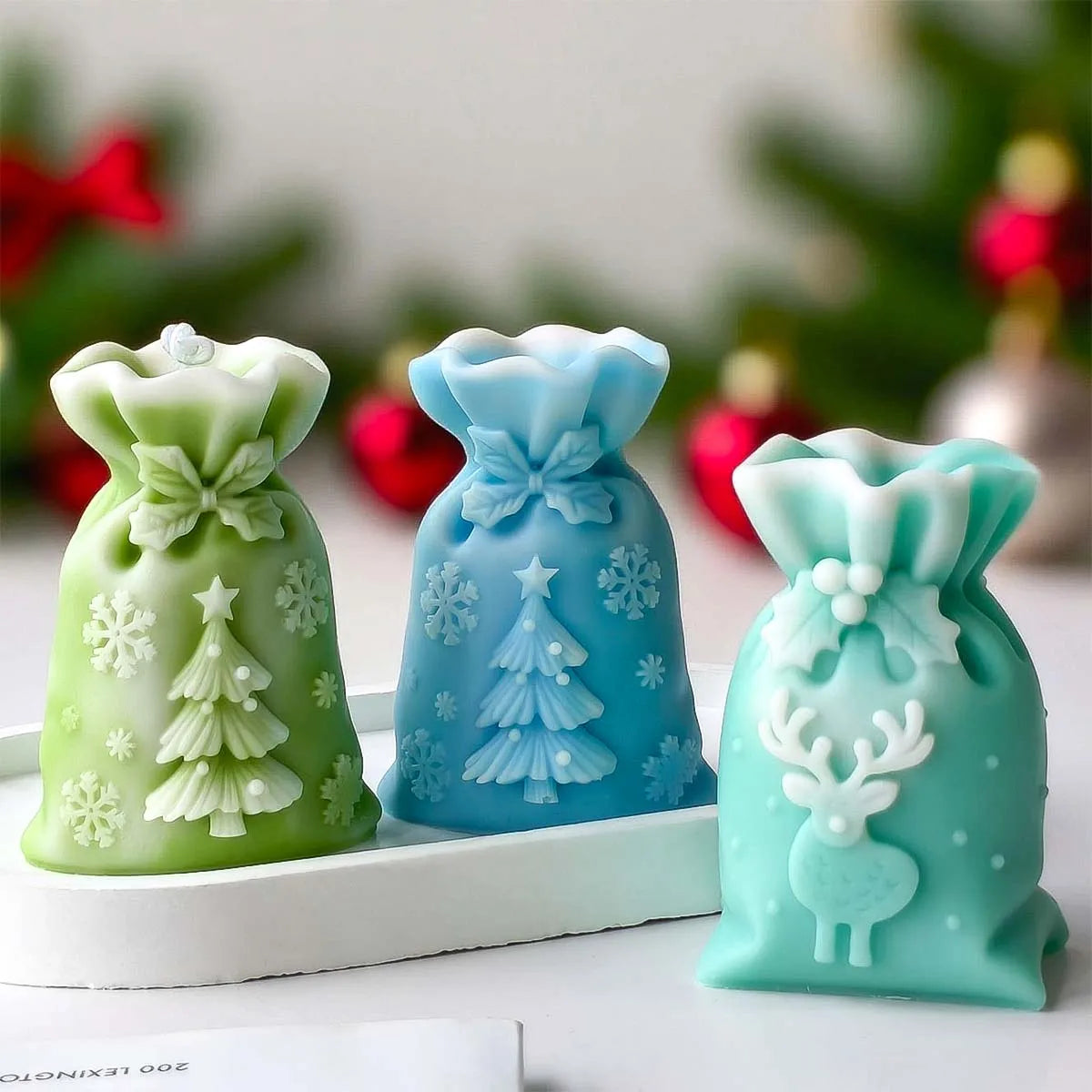 Christmas Gift Bag Candle Silicone Mold