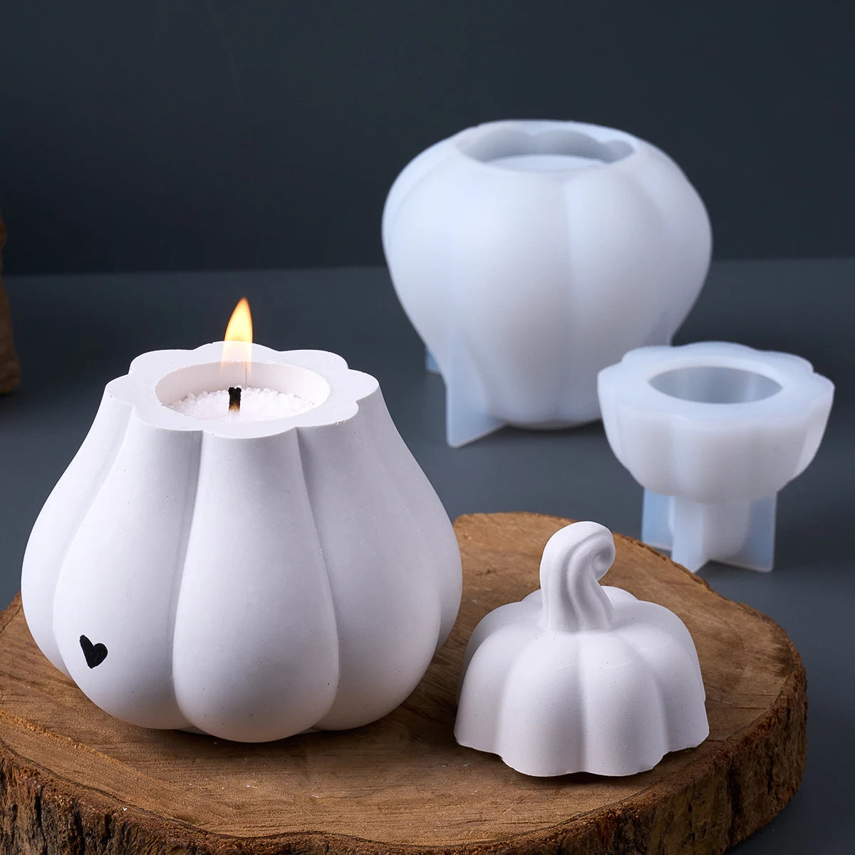 Pumpkin Candle Holder Silicone Molds Set