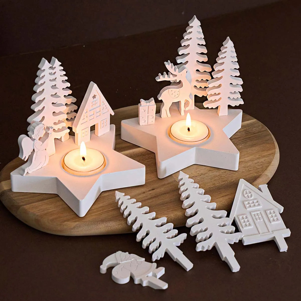 Christmas Village Star Candle Holder Silicone Mold Set