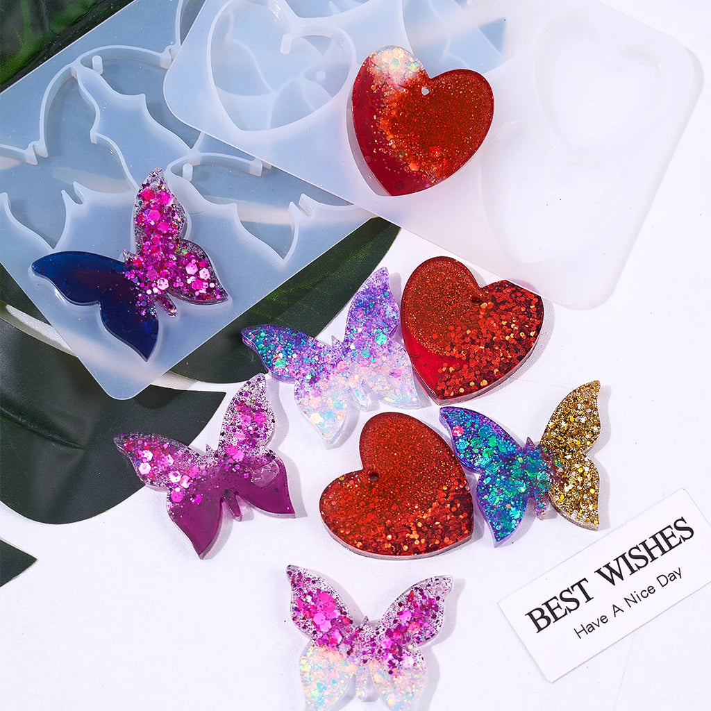 6 Cavities Love Butterfly Pendant Silicone Mold.