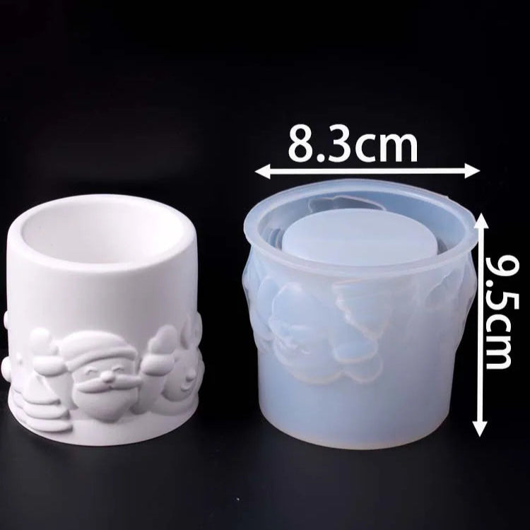 Christmas Santa Relief Silicone Candle Jar Mold
