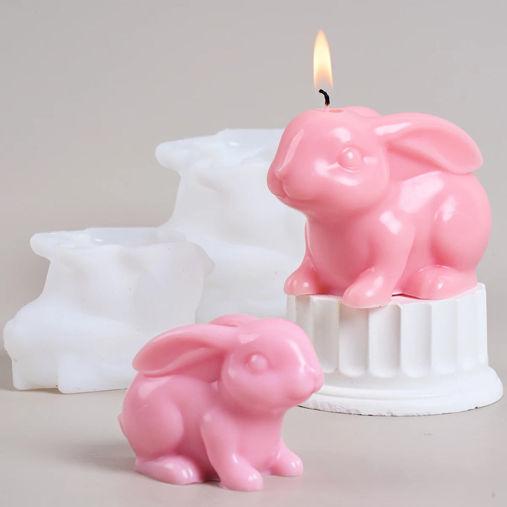 3D Sitting Bunny Silicone Candle Mold