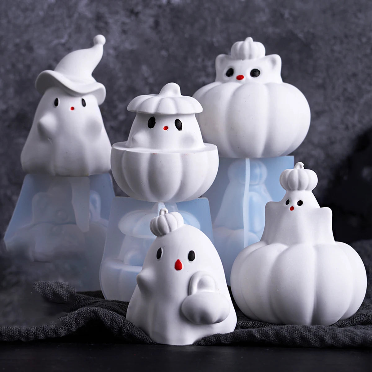 5Pcs Cute Pumpkin Ghost silicone Molds Set