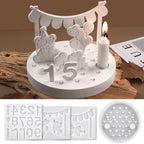 Bear Birthday Candle Holder Silicone Mold Kit 4Pcs Mold + 10Pcs Free Aluminum Cup