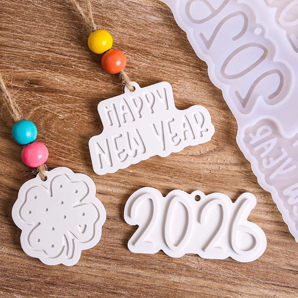 2-Piece 2026 New Year Keepsake Mold Set – Horse & Blessing Hanging Ornaments