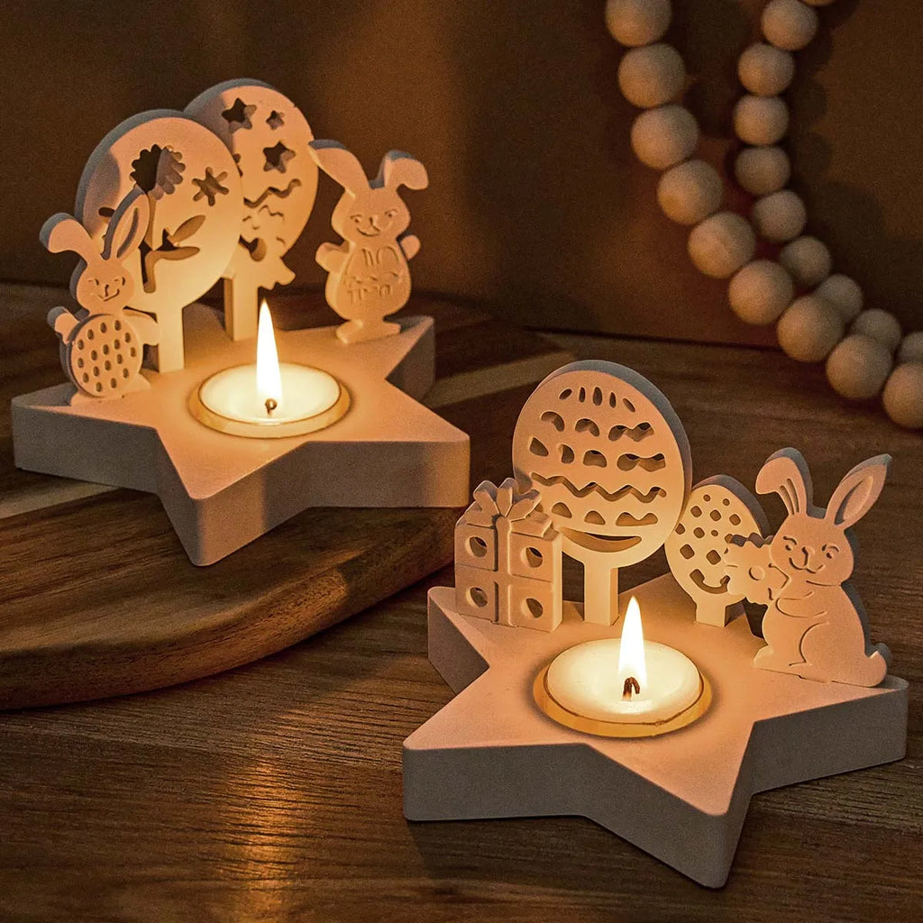 4-Piece Easter Star Bunny Tealight Holder Mold Set