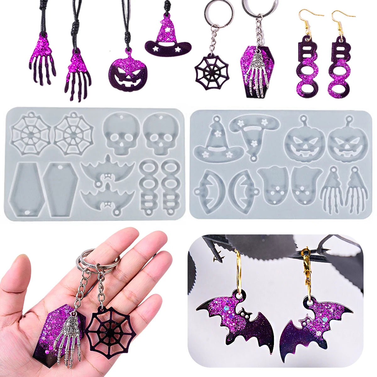 2Pcs Halloween Jewelry Silicone Mold Set