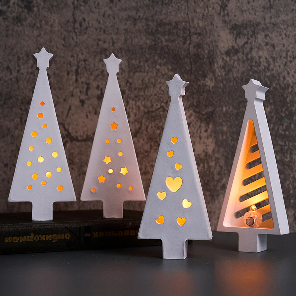 Hollow Christmas Tree Silhouette Lamp Silicone Mold