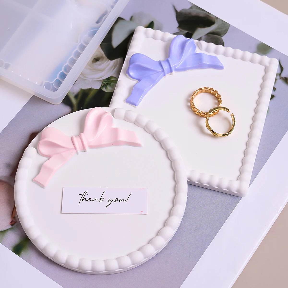 Square Round Bow Bubble Bead Coaster Silicone Mold.