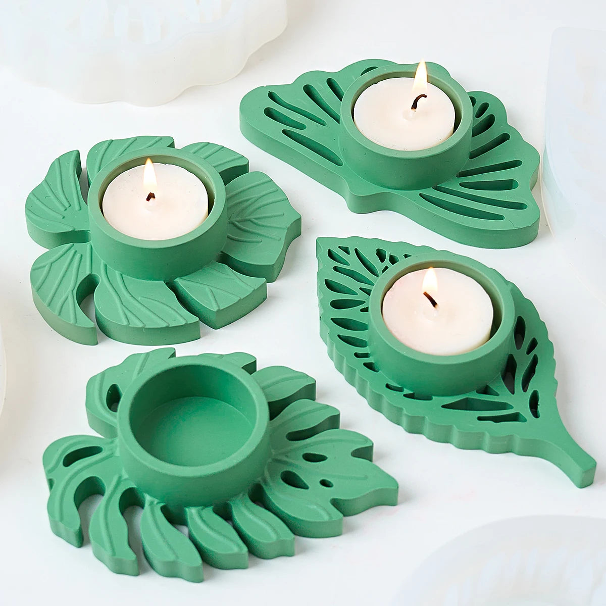 Hollow Leaf Candle Holder Mold