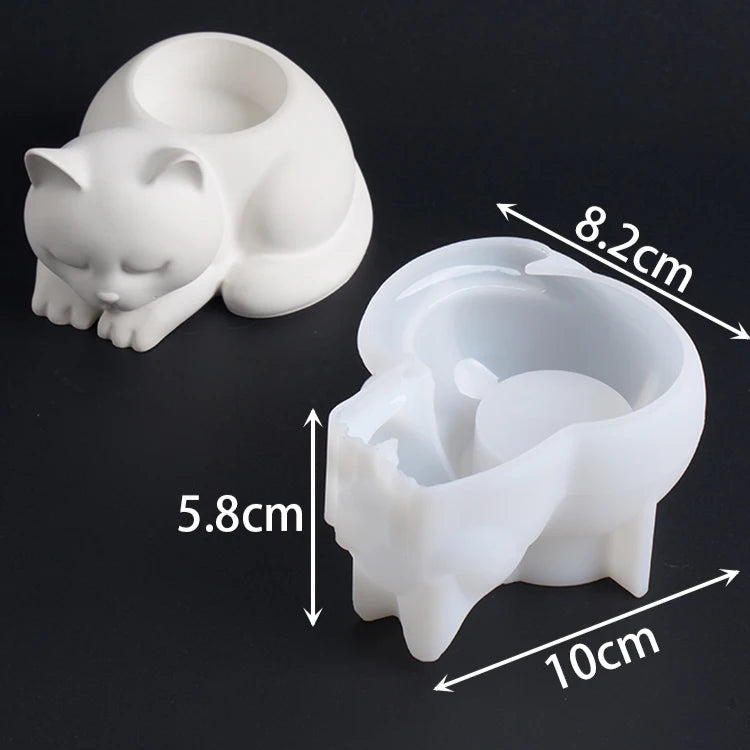 Sleeping Cat Candle Holder Silicone Mold