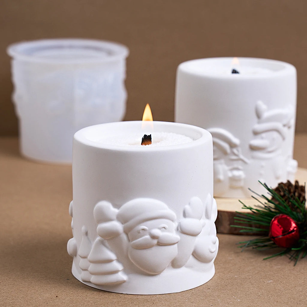 Christmas Santa Relief Silicone Candle Jar Mold