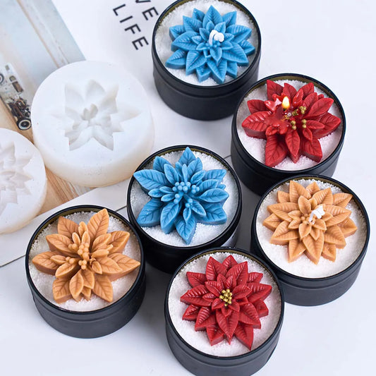 Poinsettia Flower Silicone Mold for Candles