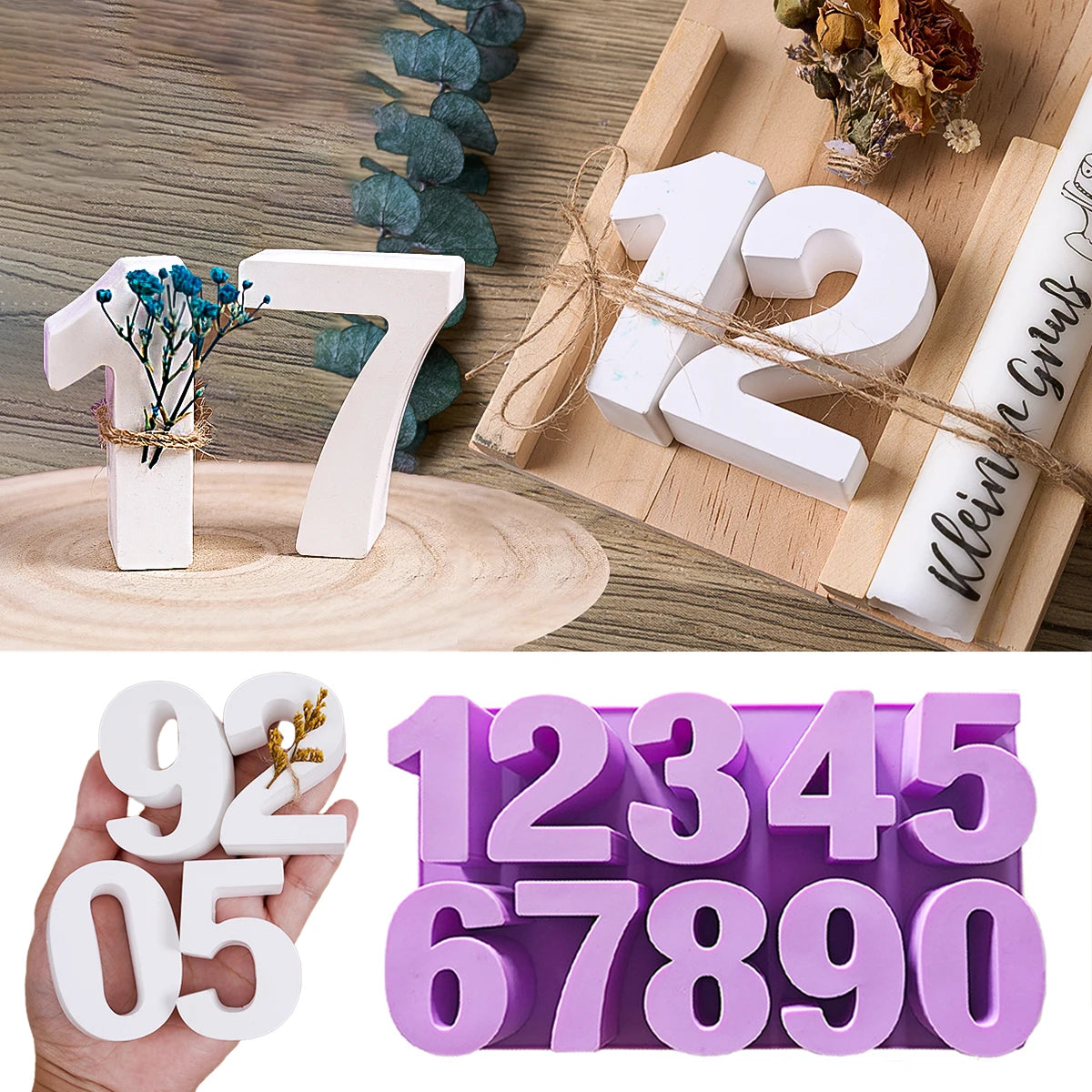 3D Number 0-9 Silicone Mold.