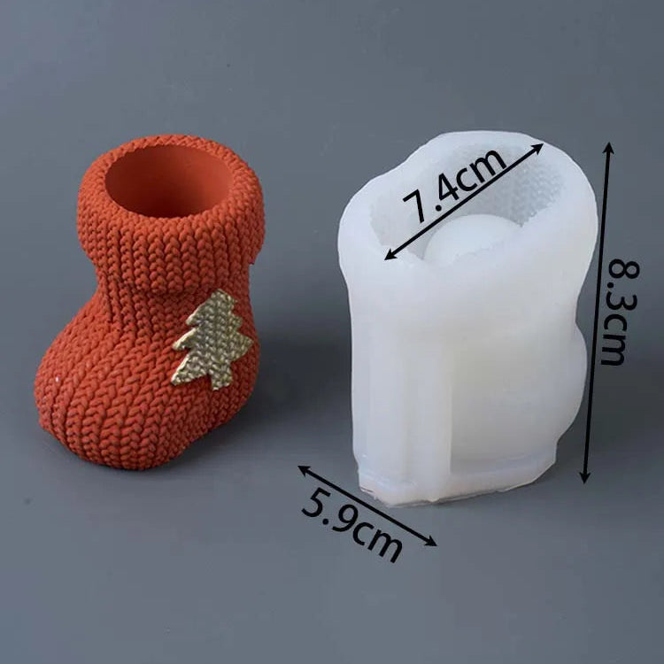 Christmas Knitted Boot Silicone Mold with Tree Design