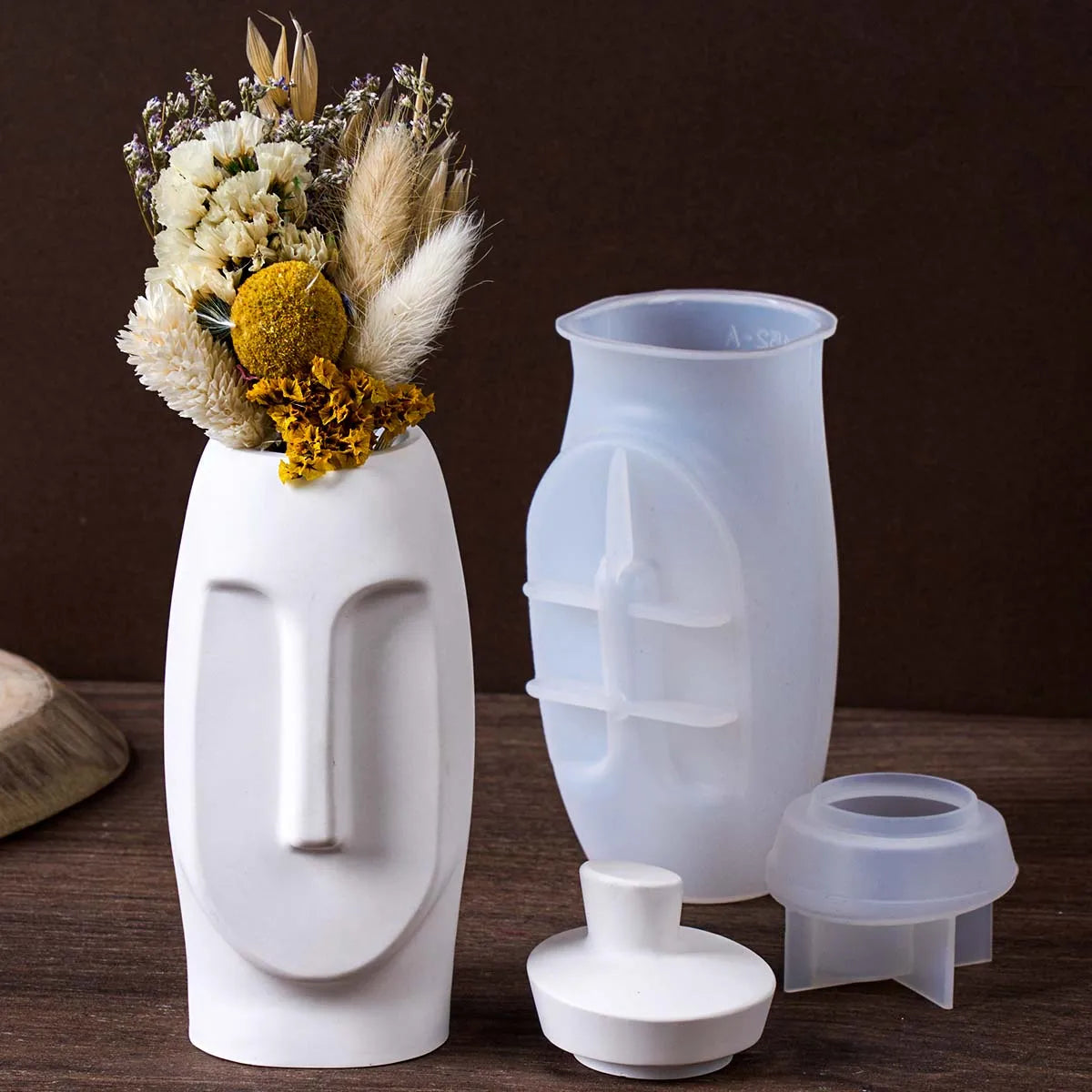 Abstract Face Vessel Vase Silicone Mold