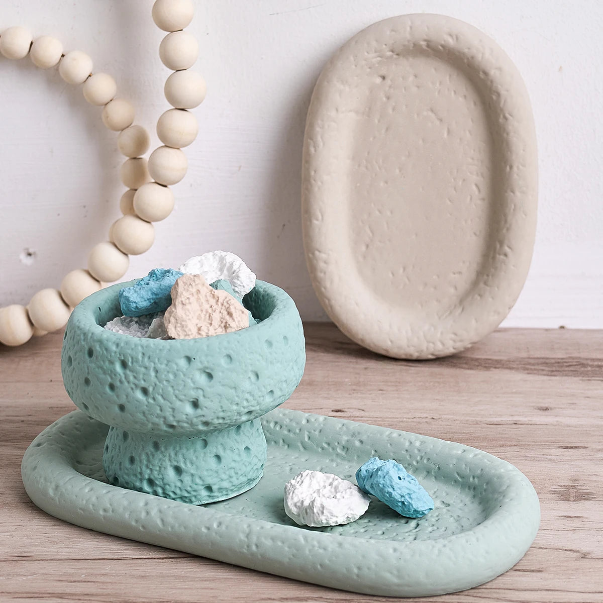 Lunar Rock Candle Cup Tray Silicone Mold.