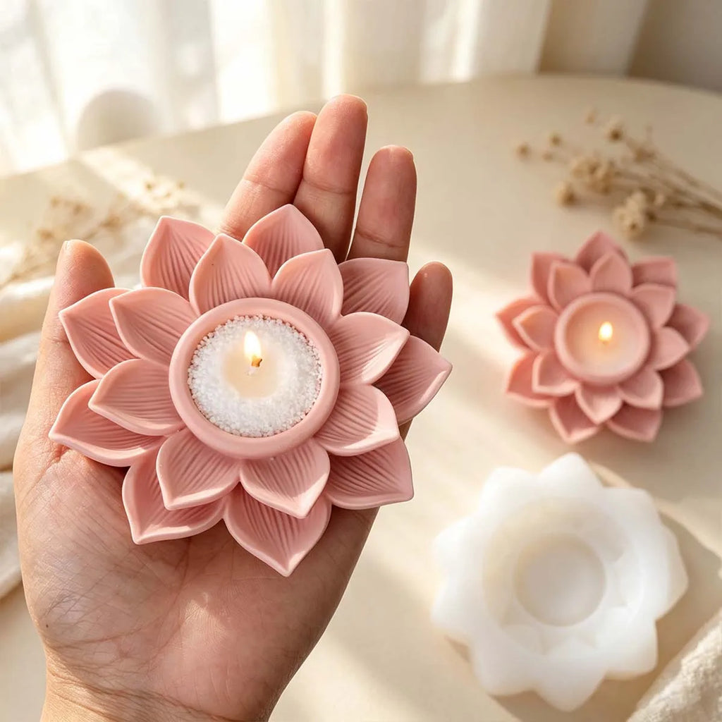 Nelvora Vein Lotus Candle Holder Silicone Mold