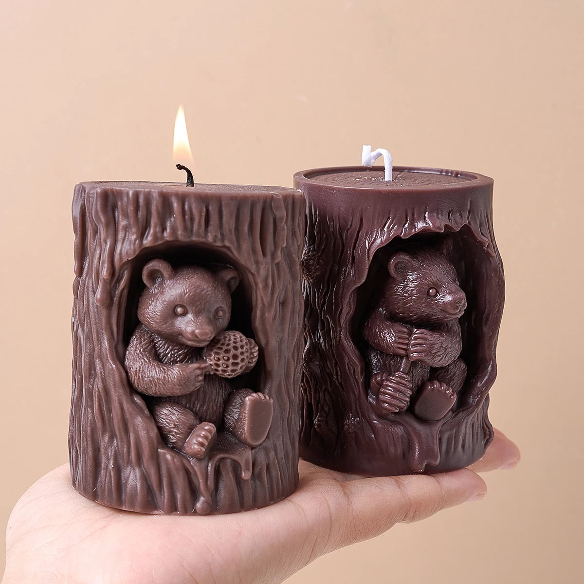 Relief Bear Silicone Candle Mold.