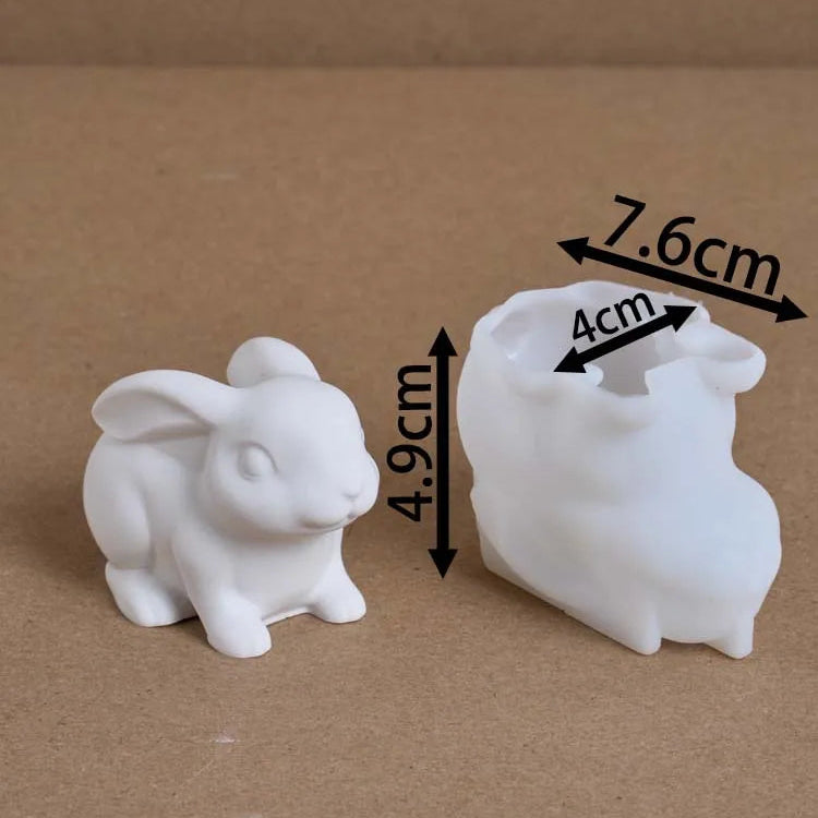 3D Sitting Bunny Silicone Candle Mold
