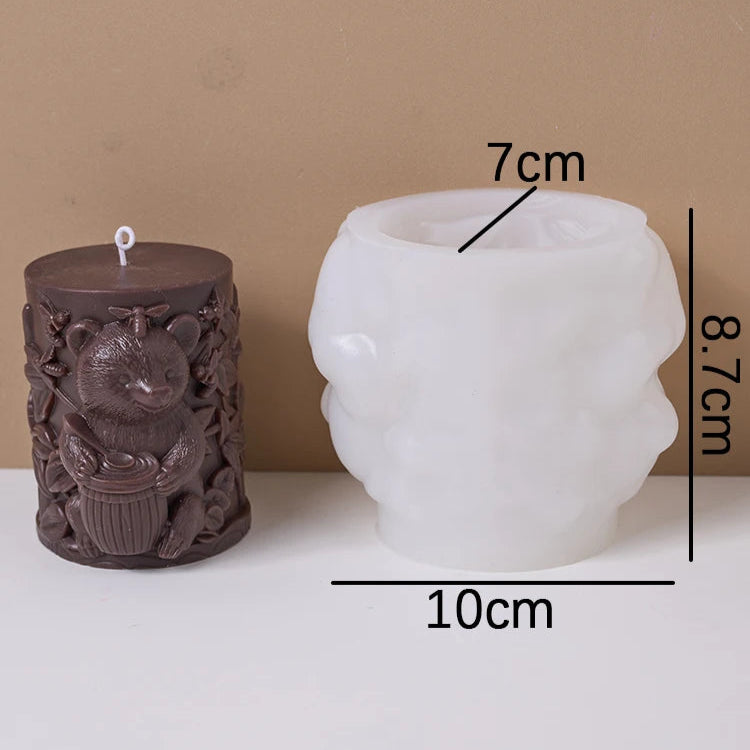 Relief Bear Silicone Candle Mold.