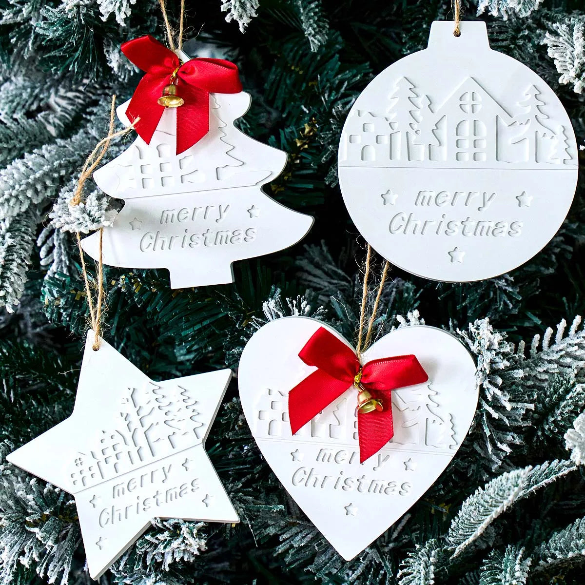 2Pcs "Merry Christmas" Ornament Silicone Mold Set