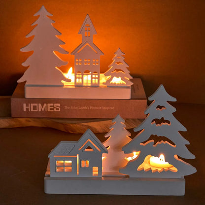 Christmas Tree & House Candle Holder Silicone Mold Set (7 pcs)