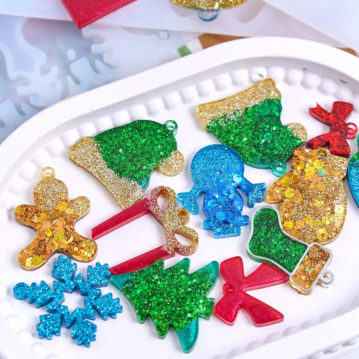 3Pcs Christmas Silicone Earring and Pendant Mold Set