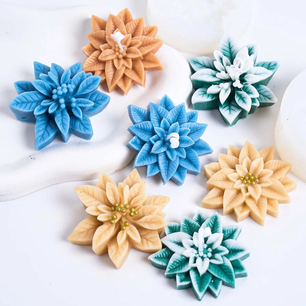 Poinsettia Flower Silicone Mold for Candles