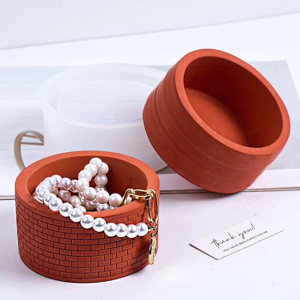 Textured Round Silicone Jar Mold