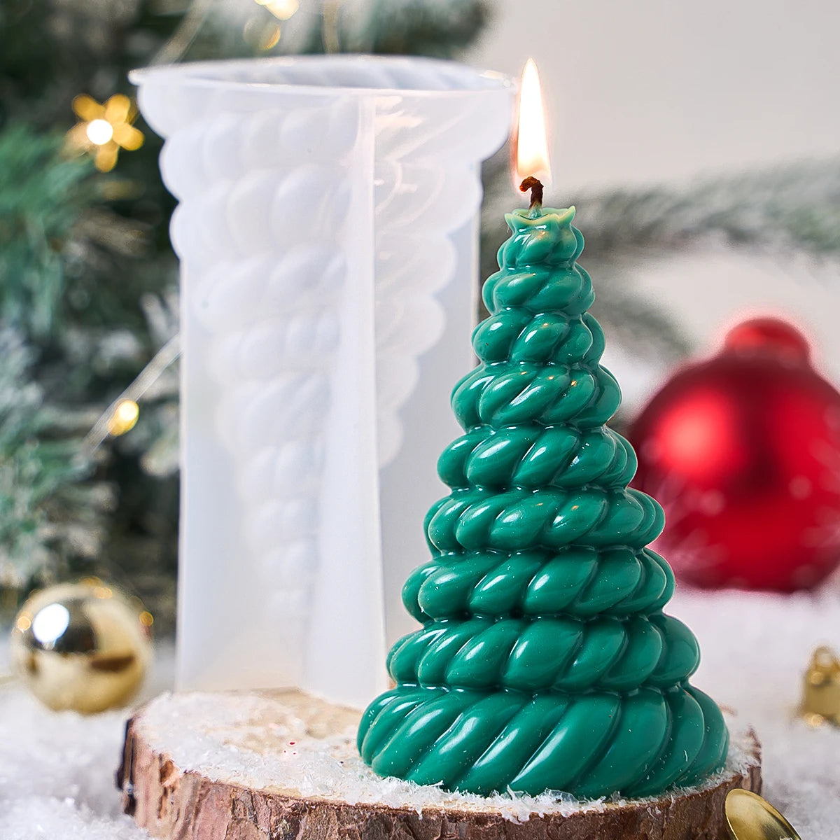 Twisted Christmas Tree Silicone Candle Mold