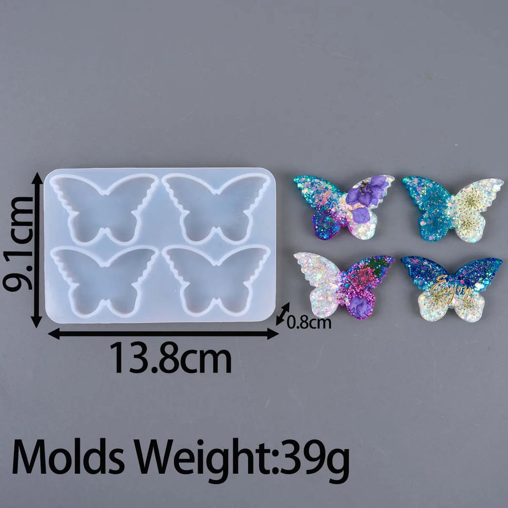 4 Cavities Pendant Silicone Molds Butterfly
