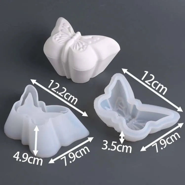 Butterfly Candle Jar Silicone Mold with Lid.