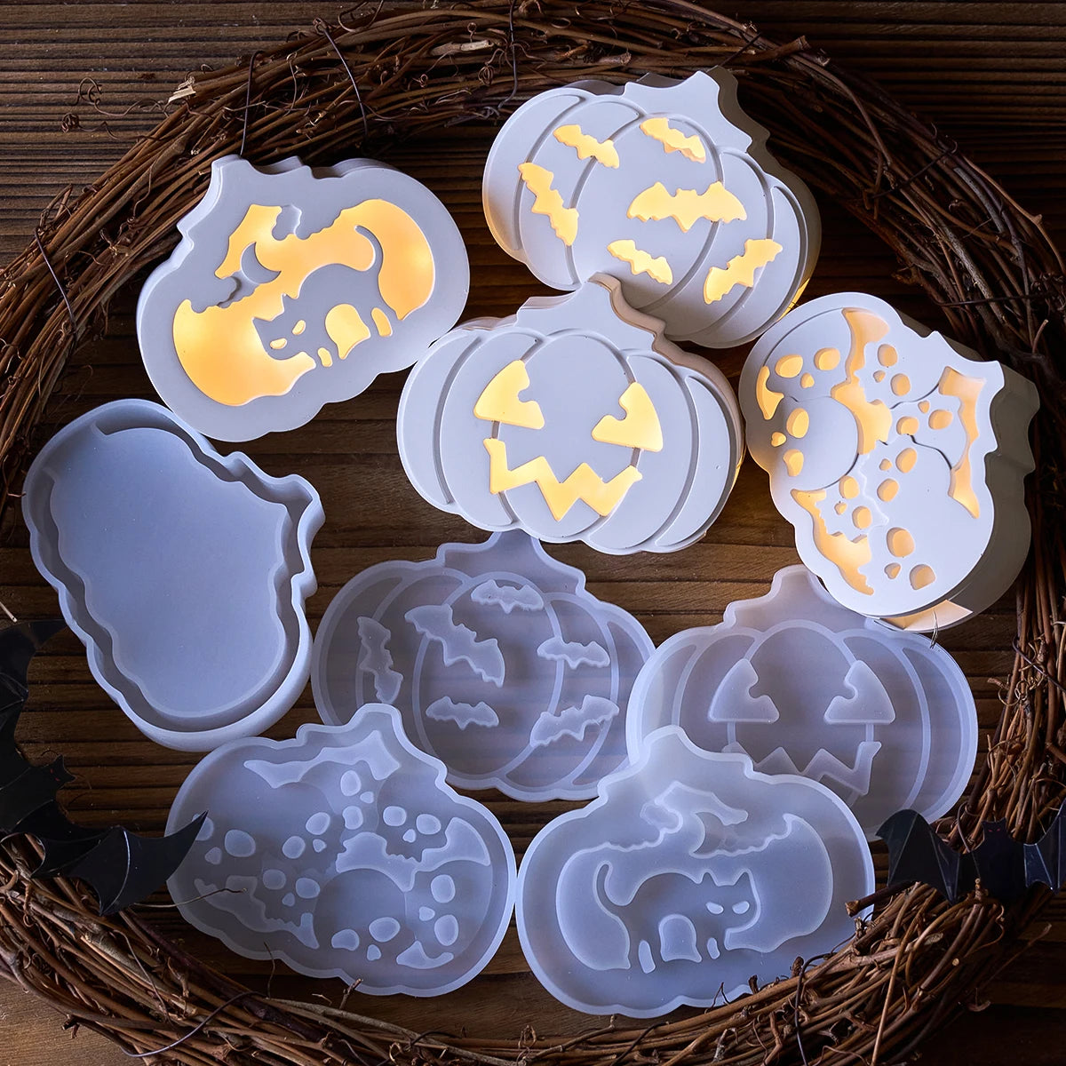 Halloween Pumpkin Silhouette Lamp Silicone Mold