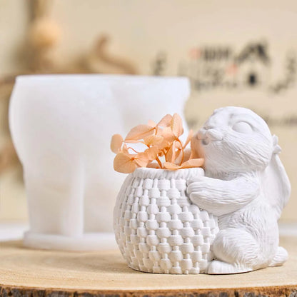 3D Bunny Basket Vase Silicone Mold