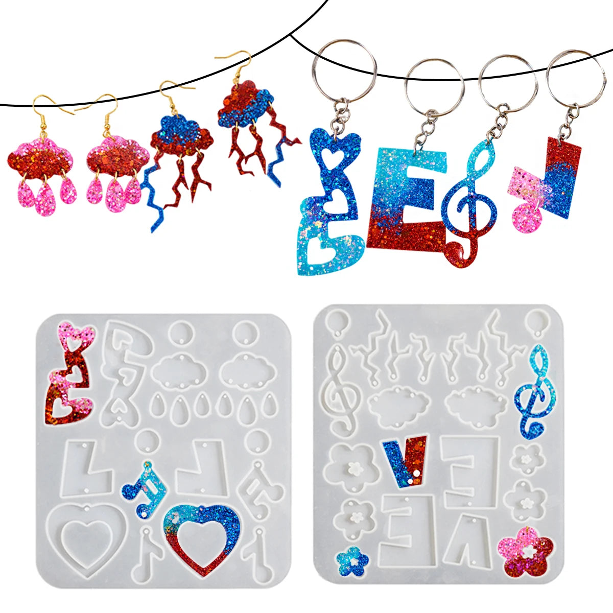 Multi-in-one Resin Earring Silicone Mold.