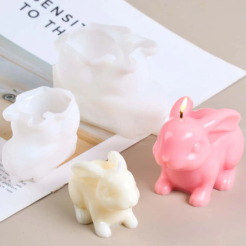 3D Sitting Bunny Silicone Candle Mold