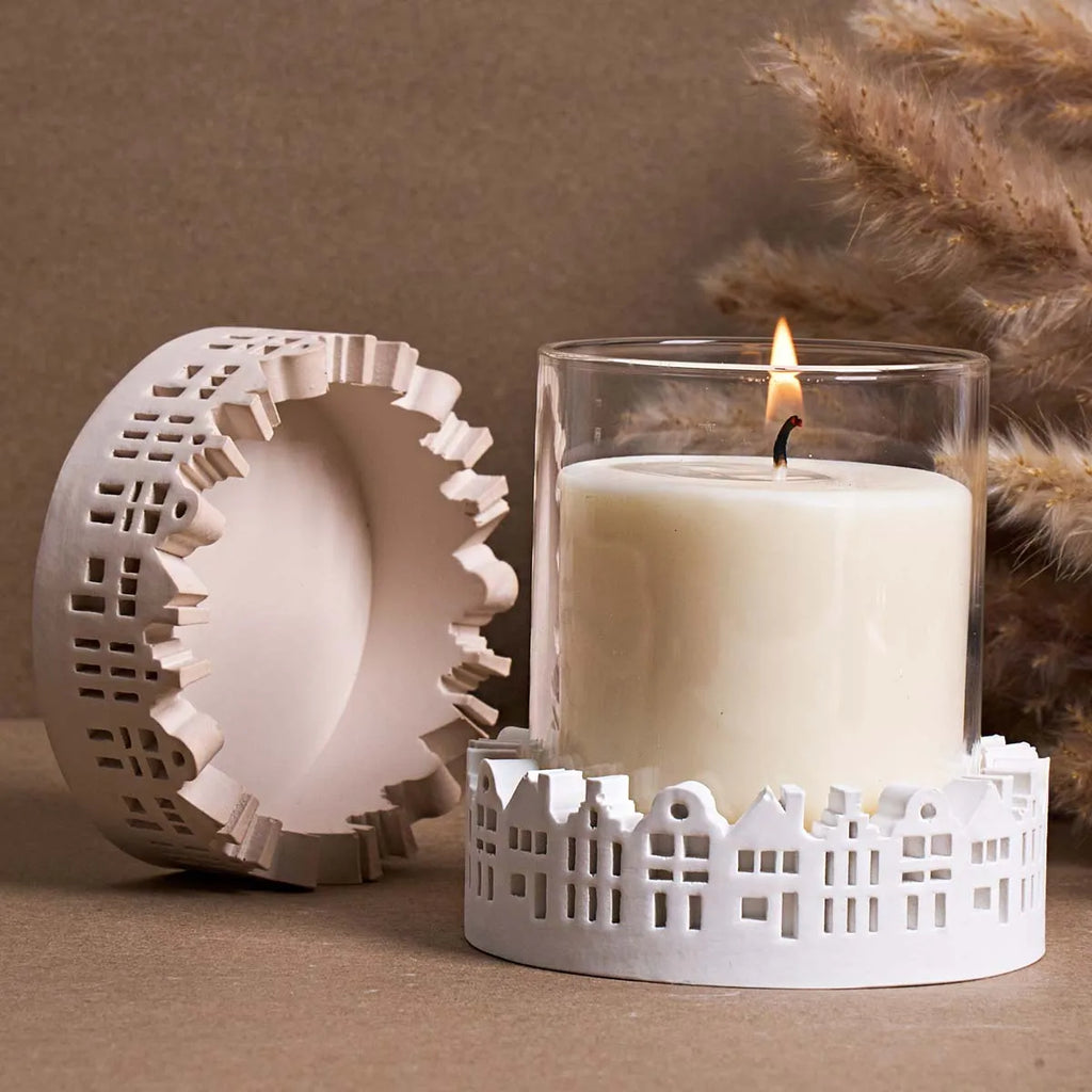 Round Cityscape Candle Holder Silicone Mold