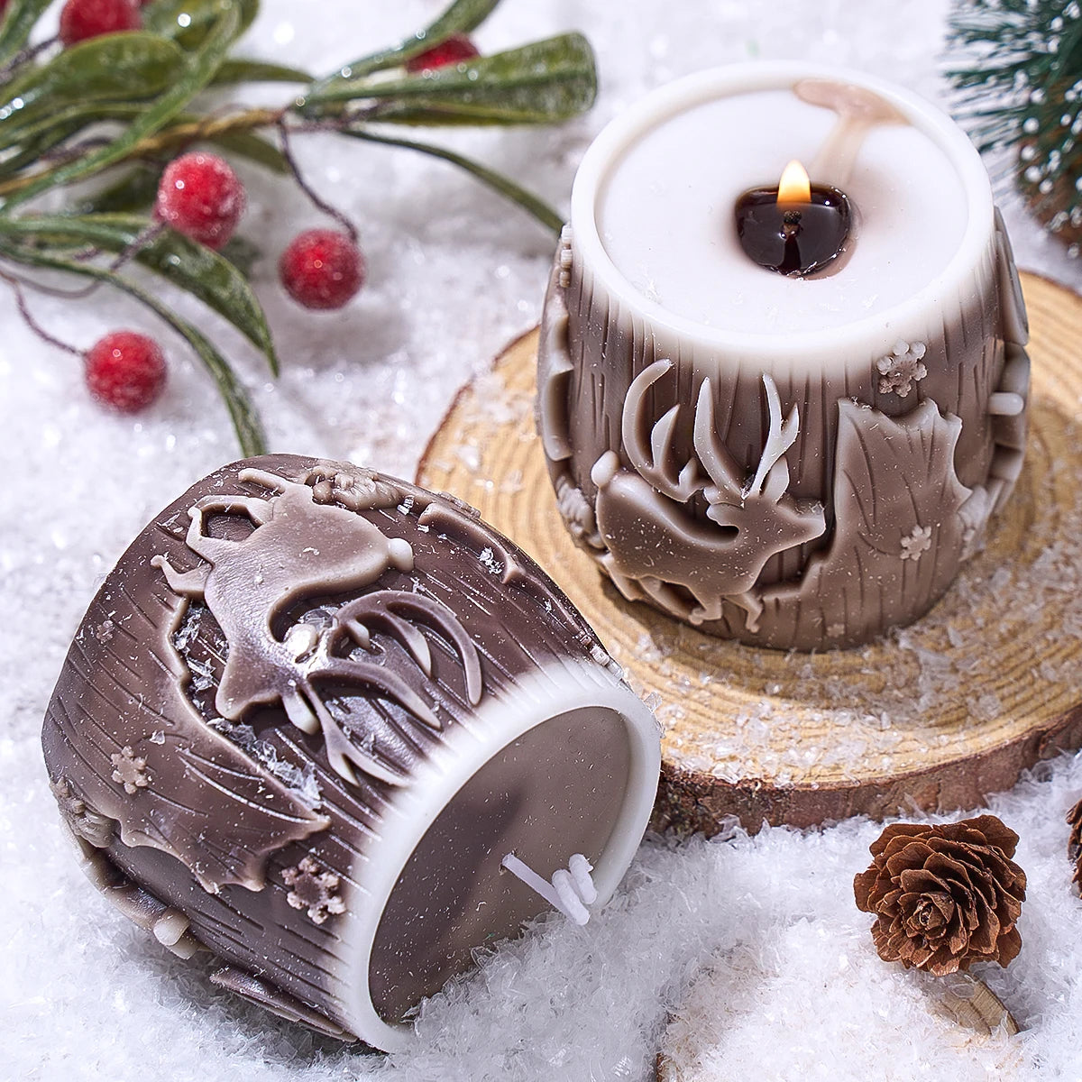 Christmas Reindeer Candle Silicone Mold