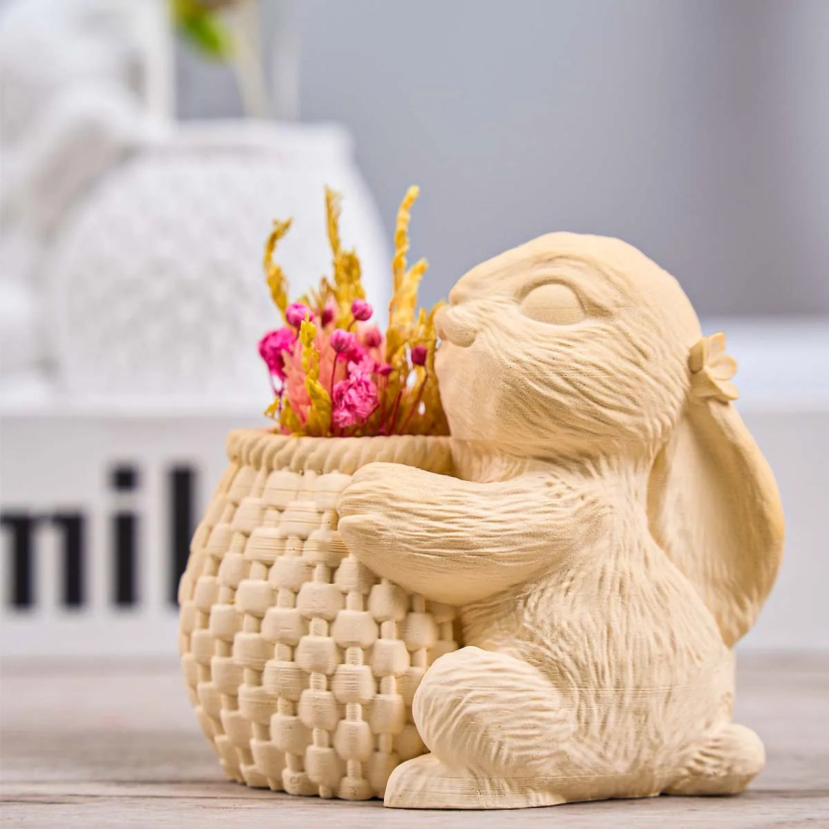 3D Bunny Basket Vase Silicone Mold