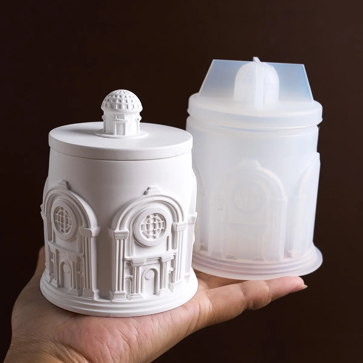 Palace House Storage Jar Silicone Mold with Lid