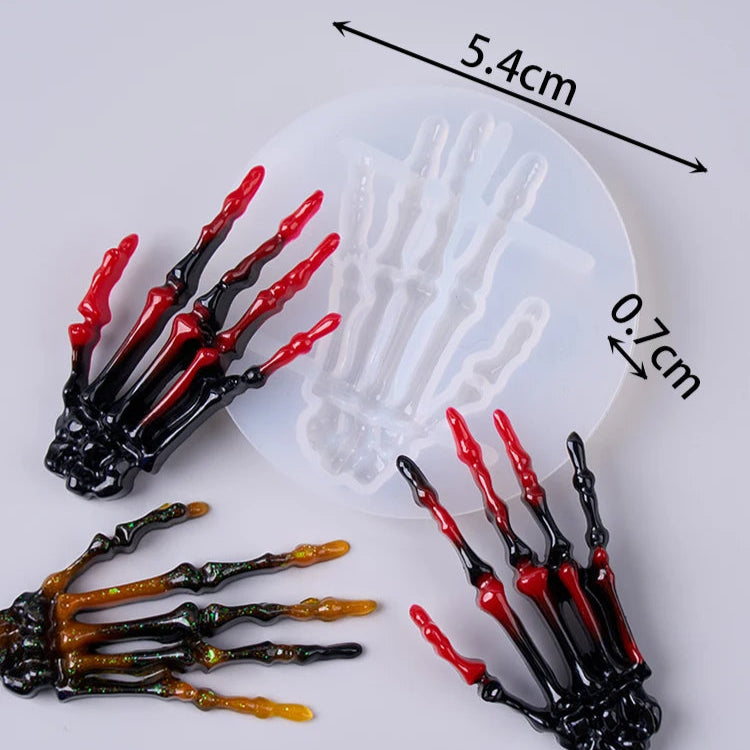 Halloween Silicone Mold Set (7pcs) – Skull, Hand, Pumpkin, Spider, Leaves