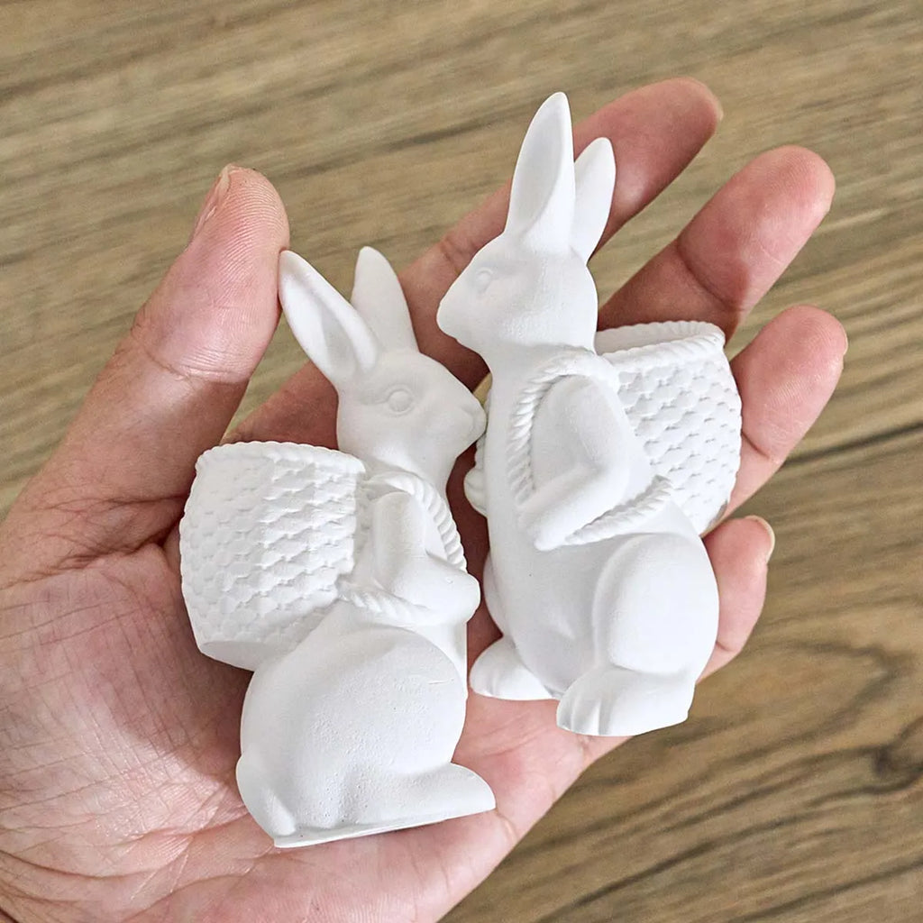 Rabbit with Woven Basket Silicone Mold