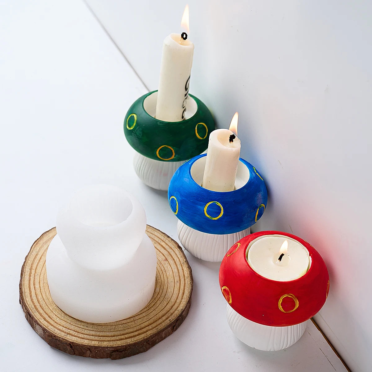 3D Mushrooms Candle Holder Silicone Mold