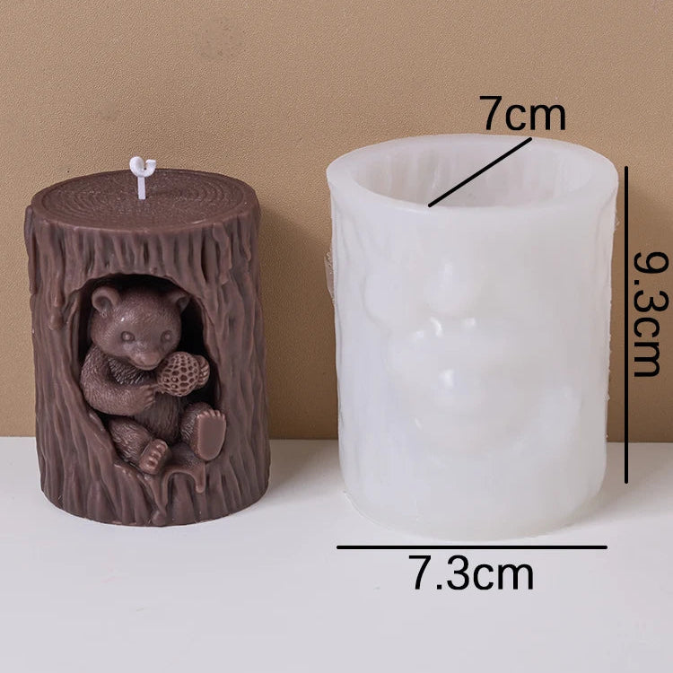 Relief Bear Silicone Candle Mold.