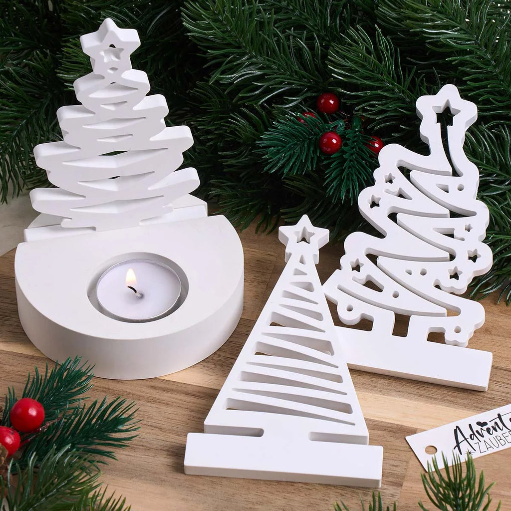 Luvret Fretwork Christmas Tree Candle Holder Silicone Mold Set