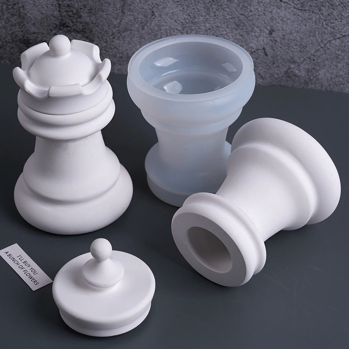 Chess Candle Holder Silicone Mold with Lid.