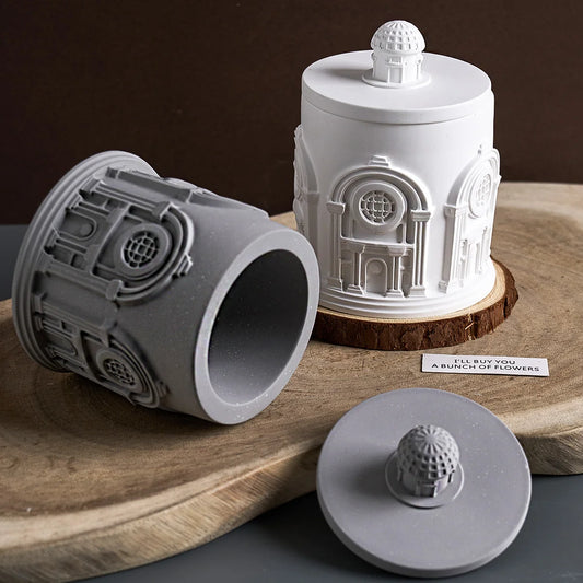 Palace House Storage Jar Silicone Mold with Lid