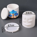 Mushroom Relief Candle Jar with Lid Silicone Mold Set